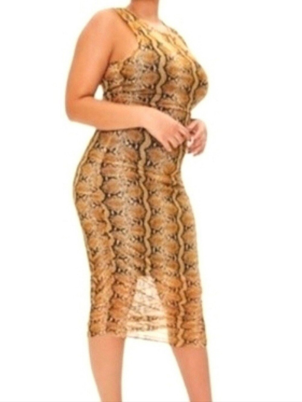 Forever 21 Snake Print Sleeveless Dress Tan  Plus Sizes 1x and 2x NWT